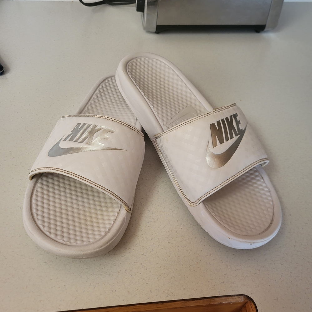 Nike White Slide Sandals